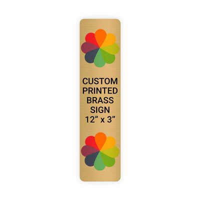 Vertical Full Color Brass Signs 12" x 3"