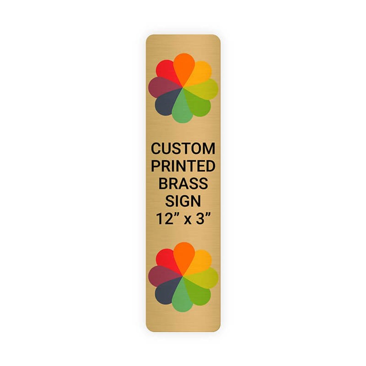 Vertical Full Color Brass Signs 12" x 3"