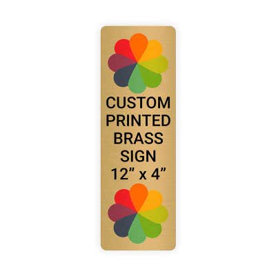 Vertical Full Color Brass Signs 12" x 4"