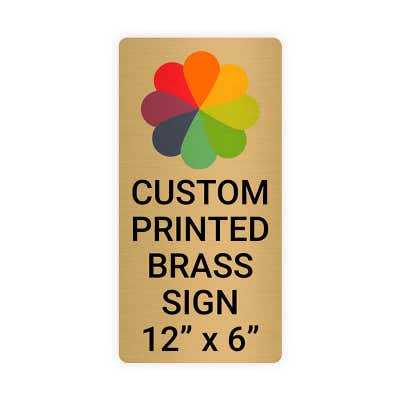 Vertical Full Color Brass Signs 12" x 6"