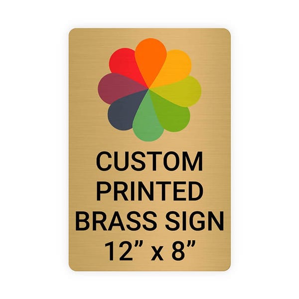 Vertical Full Color 12" x 8" Brass Signs