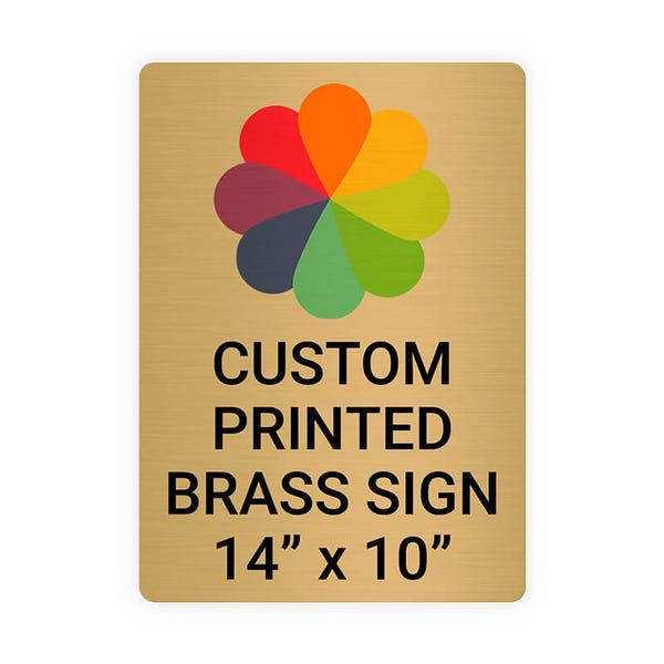 Vertical Full Color 14" x 10" Brass Signs