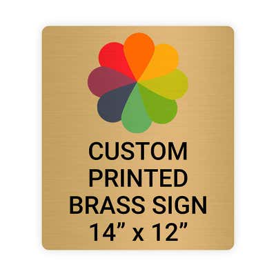 Vertical Full Color Brass Signs 14" x 12"