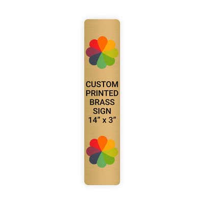 Vertical Full Color Brass Signs 14" x 3"