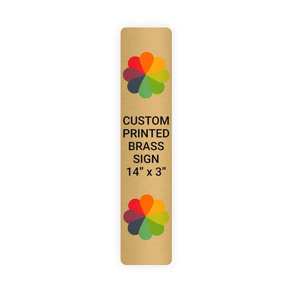 Vertical Full Color 14" x 3" Brass Signs