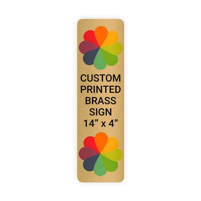 Vertical Full Color Brass Signs 14" x 4"