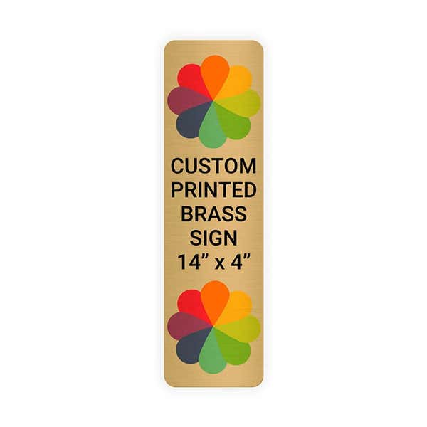 Vertical Full Color Brass Signs 14" x 4"