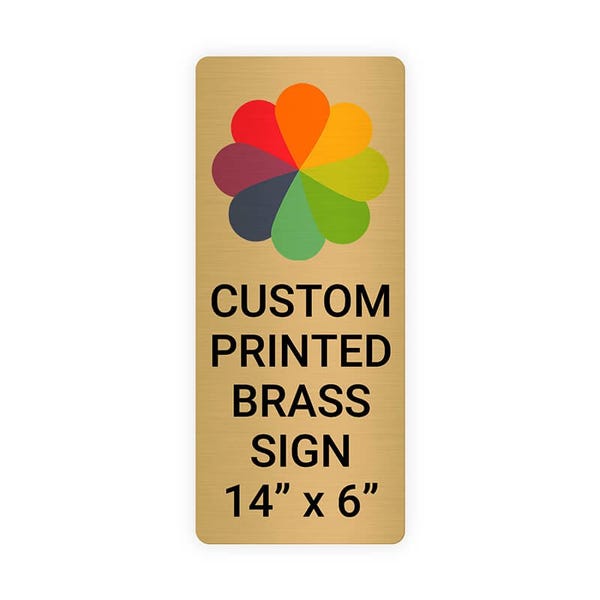 Vertical Full Color 14" x 6" Brass Signs