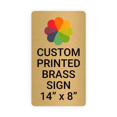 Vertical Full Color Brass Signs 14" x 8"