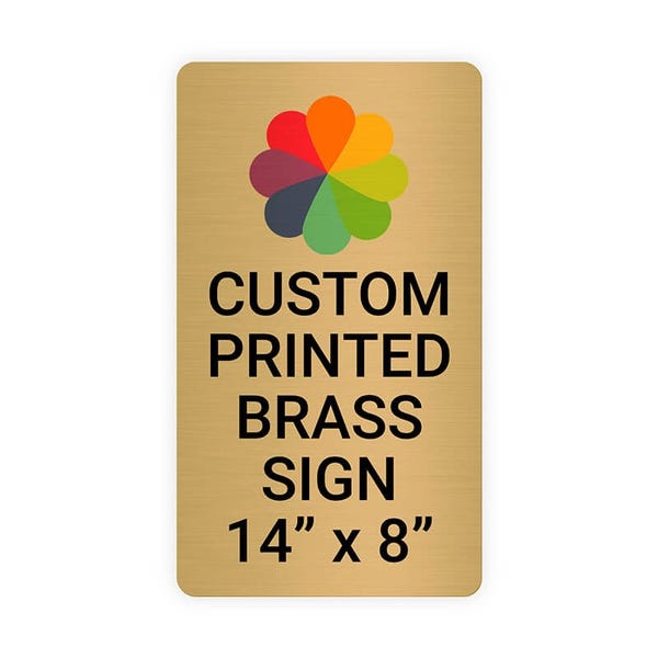 Vertical Full Color 14" x 8" Brass Signs 