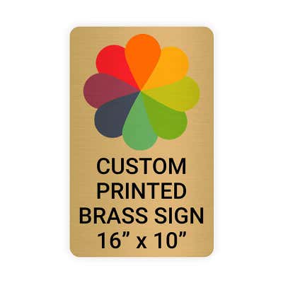 Vertical Full Color Brass Signs 16" x 10"