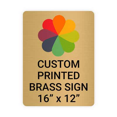 Vertical Full Color Brass Signs 16" x 12"