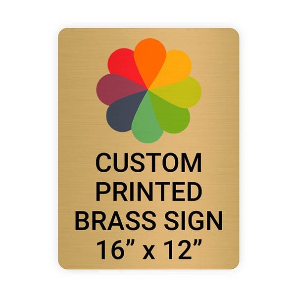 Vertical Full Color 16" x 12" Brass Signs