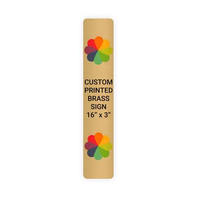 Vertical Full Color Brass Signs 16" x 3"