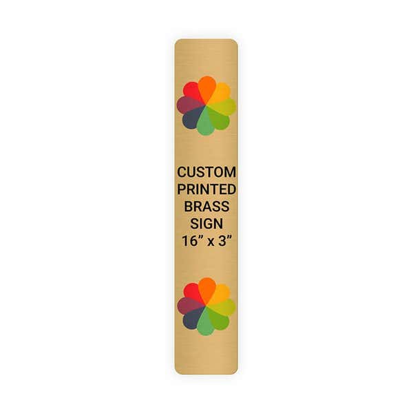 Vertical Full Color 16" x 3" Brass Signs