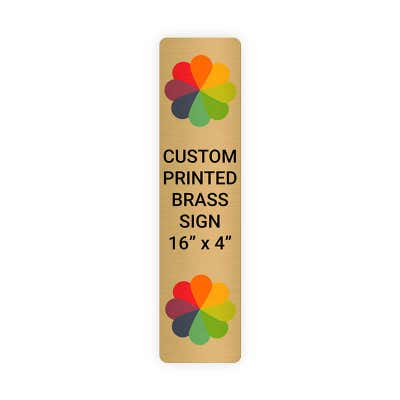 Vertical Full Color Brass Signs 16" x 4"