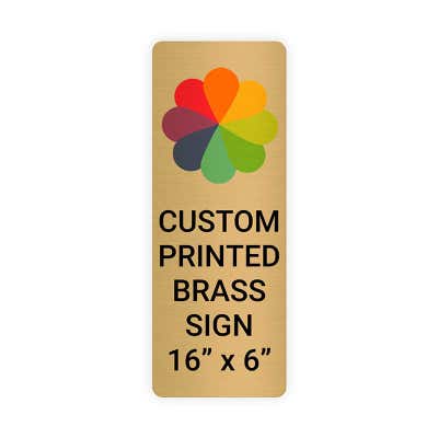 Vertical Full Color Brass Signs 16" x 6"