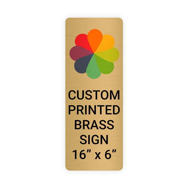 Vertical Full Color 16" x 6" Brass Signs 