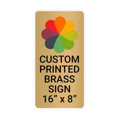 Vertical Full Color Brass Signs 16" x 8"