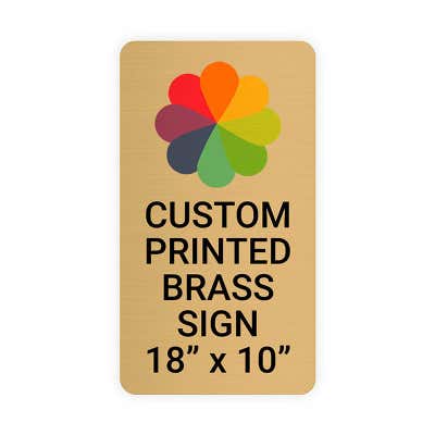 Vertical Full Color Brass Signs 18" x 10"