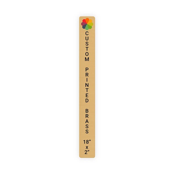 Vertical Full Color 18" x 2" Brass Signs