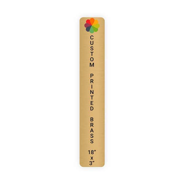 Vertical Full Color Brass Signs 18" x 3"