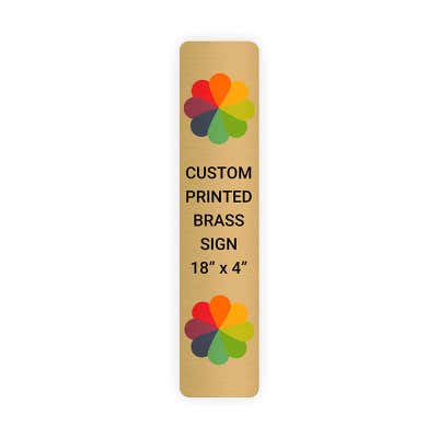 Vertical Full Color Brass Signs 18" x 4"