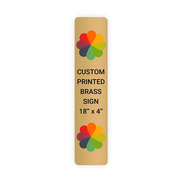 Vertical Full Color 18" x 4" Brass Signs 