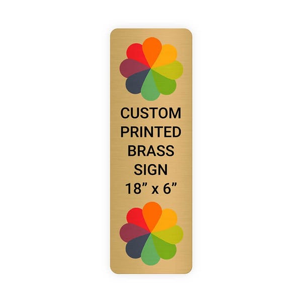 Vertical Full Color 18" x 6" Brass Signs