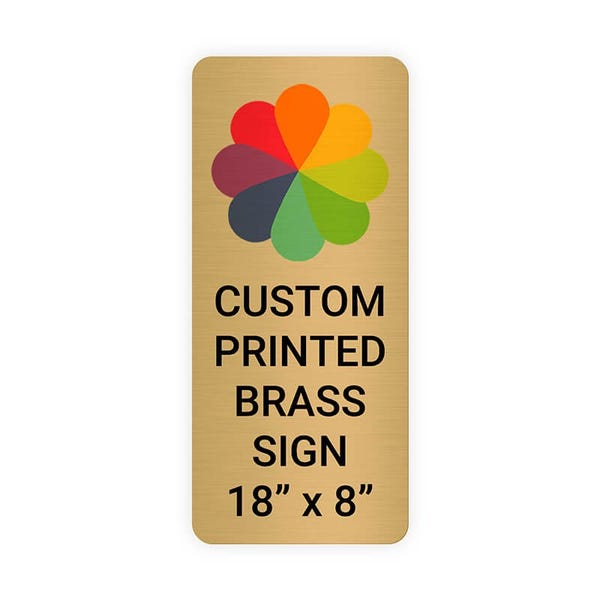Vertical Full Color 18" x 8" Brass Signs 