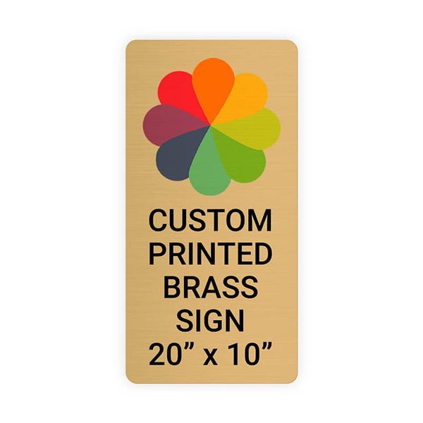 Vertical Full Color 20" x 10" Brass Signs