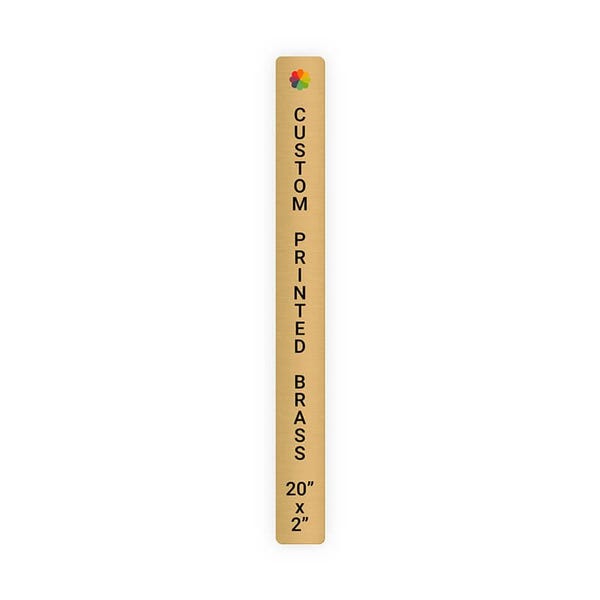 Vertical Full Color 20" x 2" Brass Signs