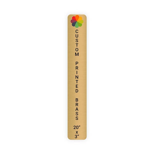 Vertical Full Color 20" x 3" Brass Signs 