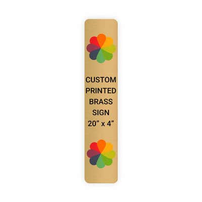 Vertical Full Color Brass Signs 20" x 4"