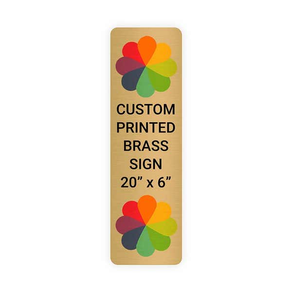 Vertical Full Color 20" x 6" Brass Signs 