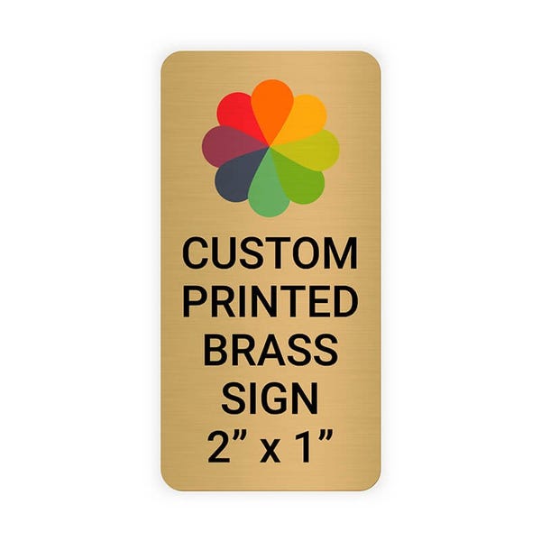 Vertical Full Color 2" x 1" Brass Signs 