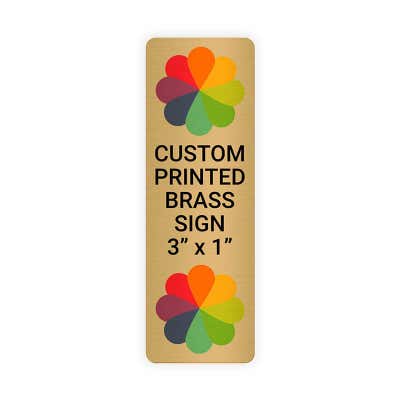 Vertical Full Color Brass Signs 3" x 1"
