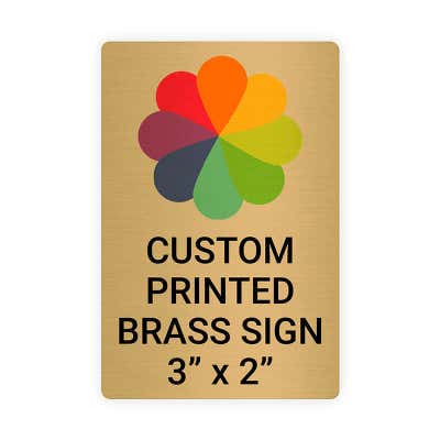 Vertical Full Color Brass Signs 3" x 2"