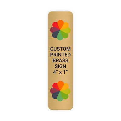 Vertical Full Color Brass Signs 4" x 1"