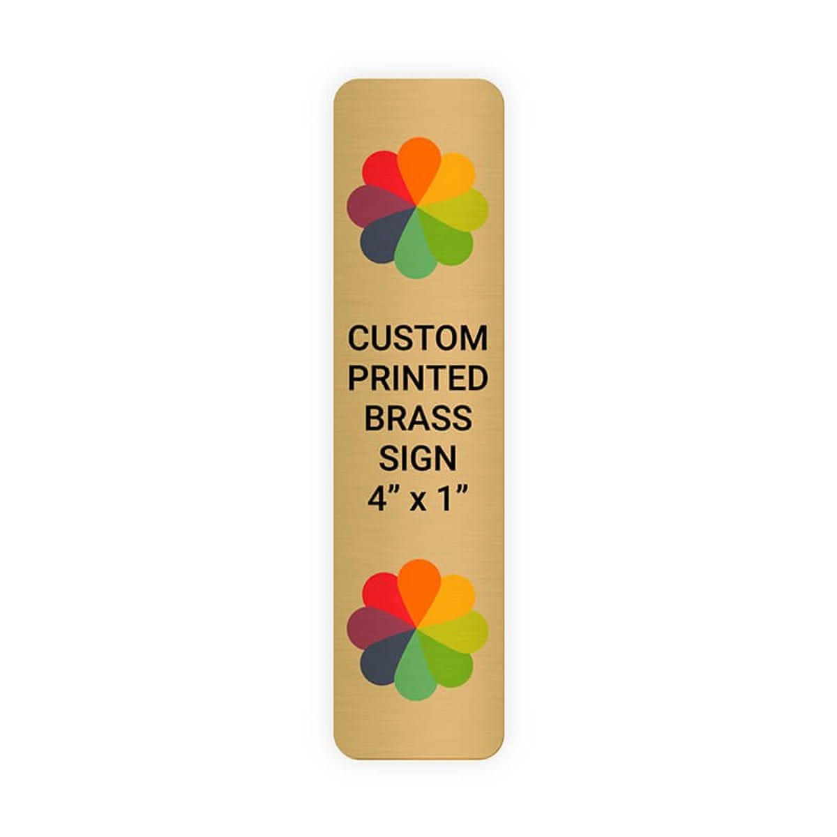 Vertical Full Color Brass Signs 4" x 1"