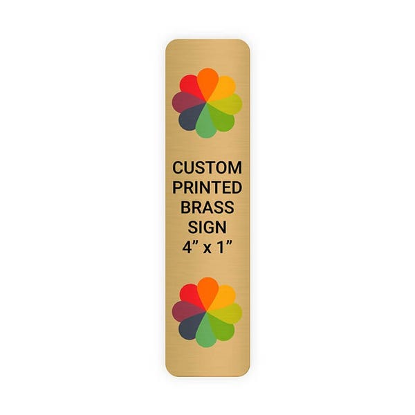 Vertical Full Color 4" x 1" Brass Signs