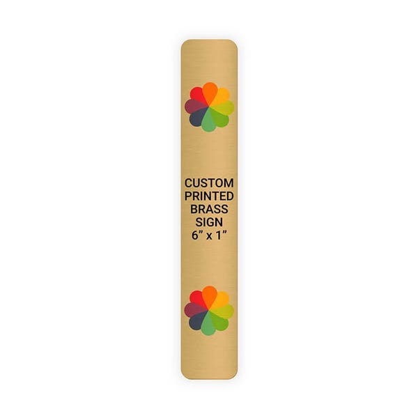 Vertical Full Color 6" x 1" Brass Signs