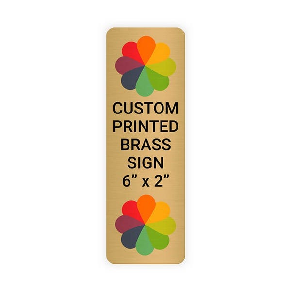 Vertical Full Color 6" x 2" Brass Signs