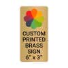 Vertical Full Color Brass Signs 6" x 3"