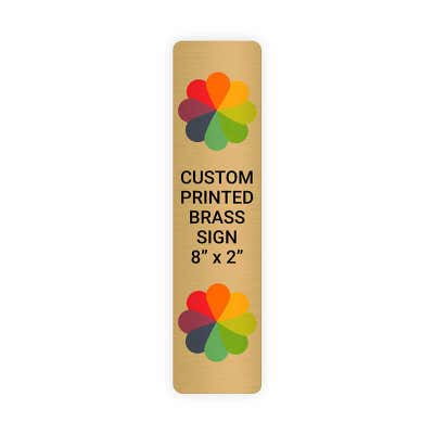 Vertical Full Color Brass Signs 8" x 2"