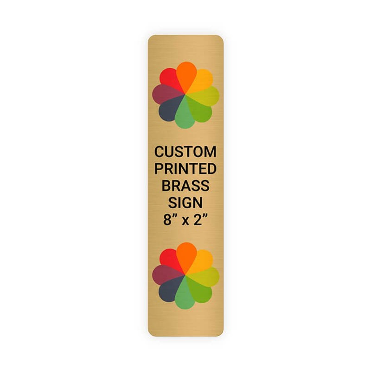 Vertical Full Color Brass Signs 8" x 2"