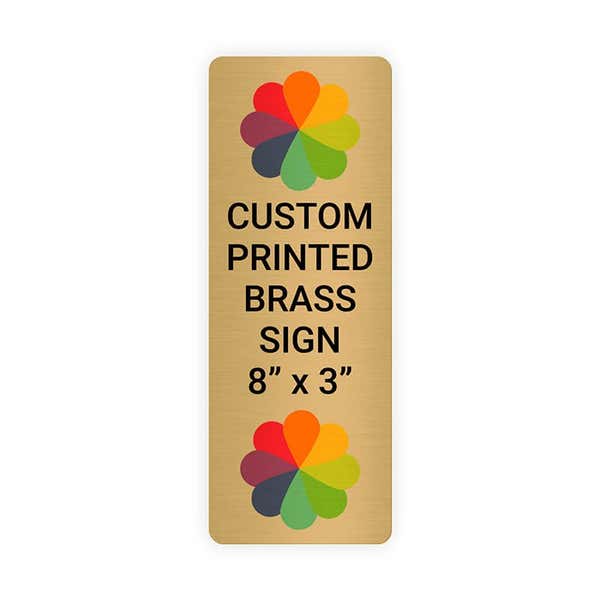 Vertical Full Color 8" x 3" Brass Signs