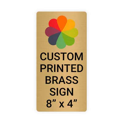 Vertical Full Color Brass Signs 8" x 4"
