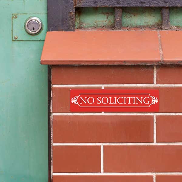 2" x 8" Custom Plastic Sign for No Soliciting