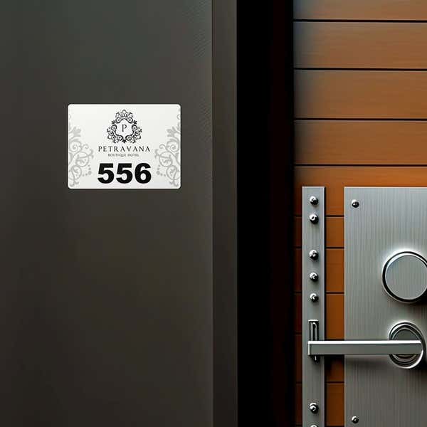 3"x4" Custom Plastic Sign for a Hotel Room Number 